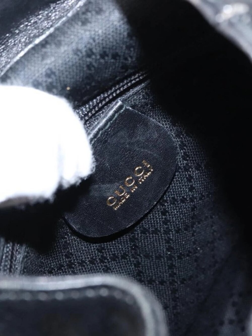 GUCCI Bamboo Backpack Leather Black Gold - Picture 10 of 16